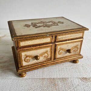 Vintage Florentine Style Gold Gilded Jewelry Box